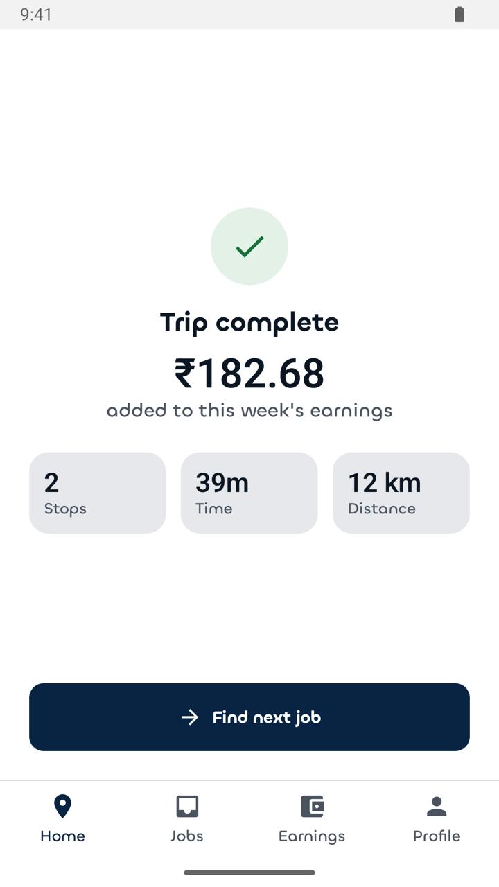 Partner app: completed trip